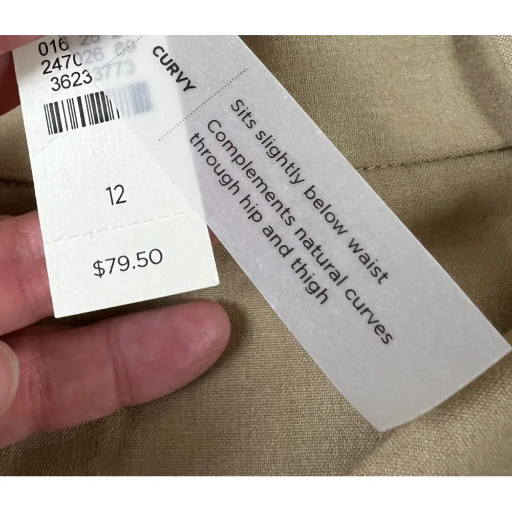 Talbots Pants Womens 12 Beige Curvy Crop Capri Stretch Pockets Casual NWT